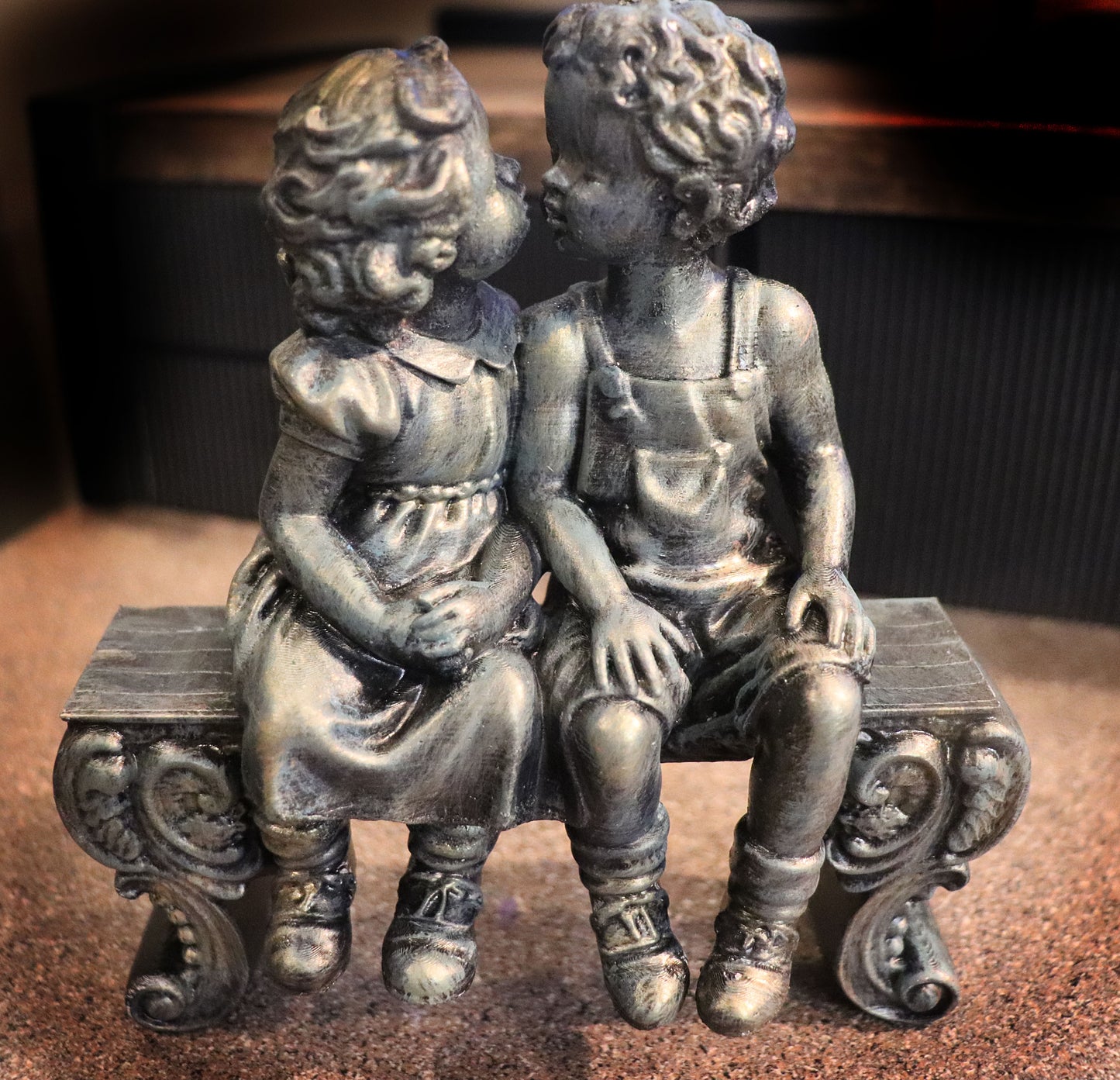 Garden Children on Bench - Plant Decoration
