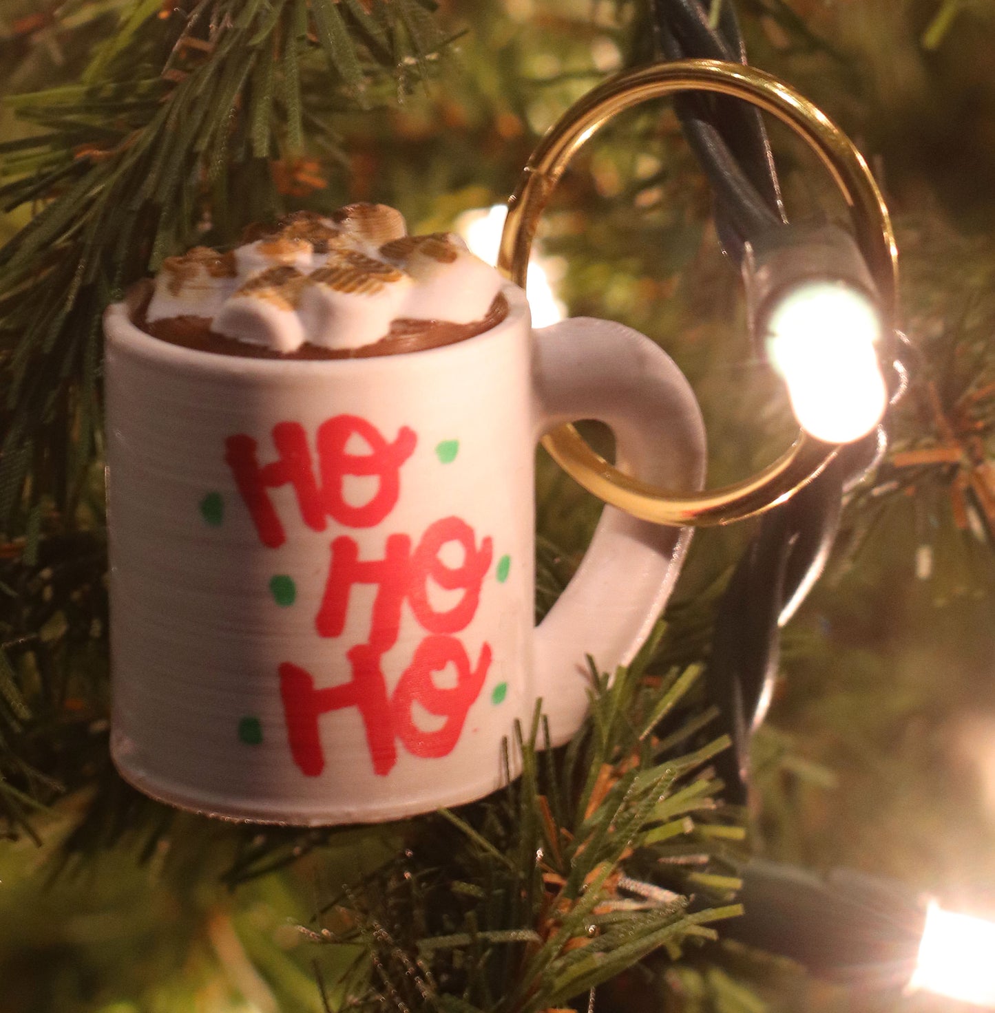 Handpainted Hot Cocoa Cup KeyChain or Ornament