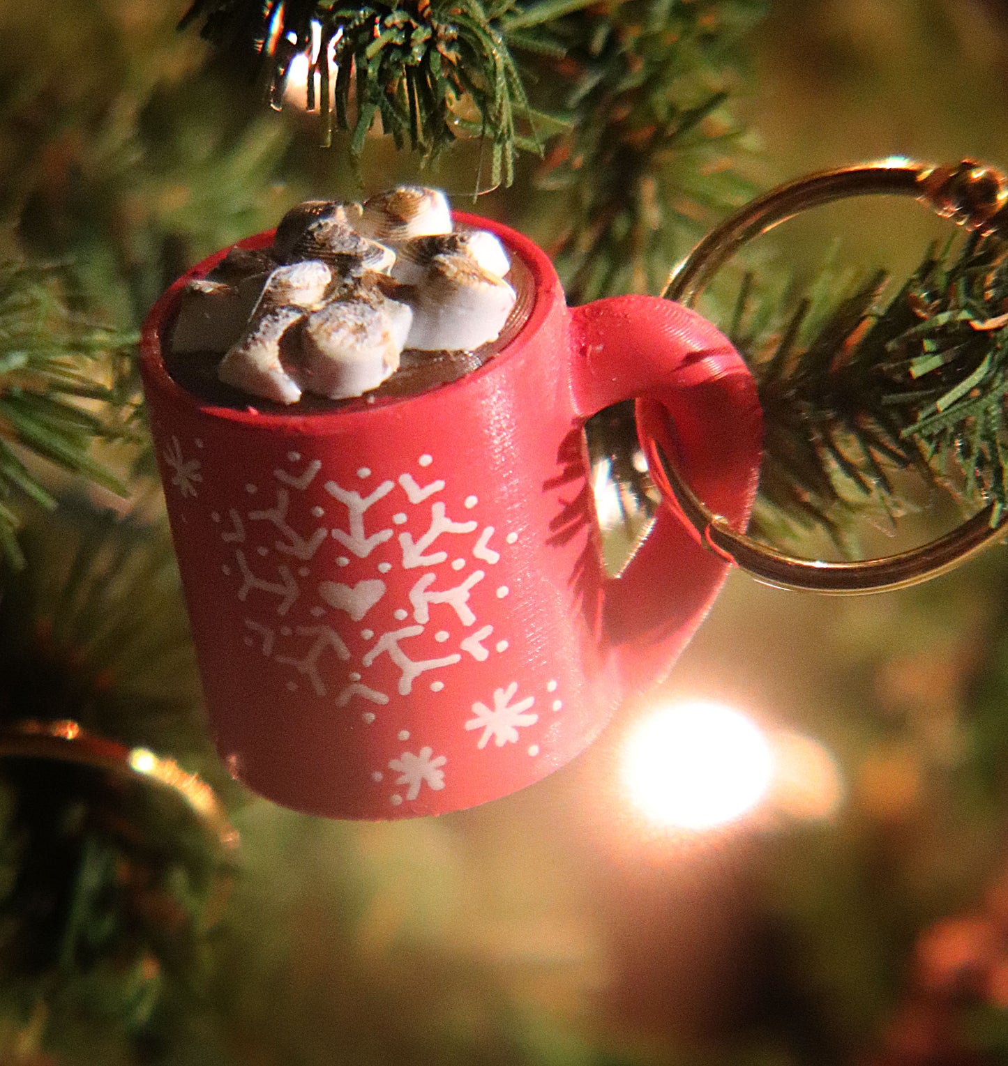 Handpainted Hot Cocoa Cup KeyChain or Ornament