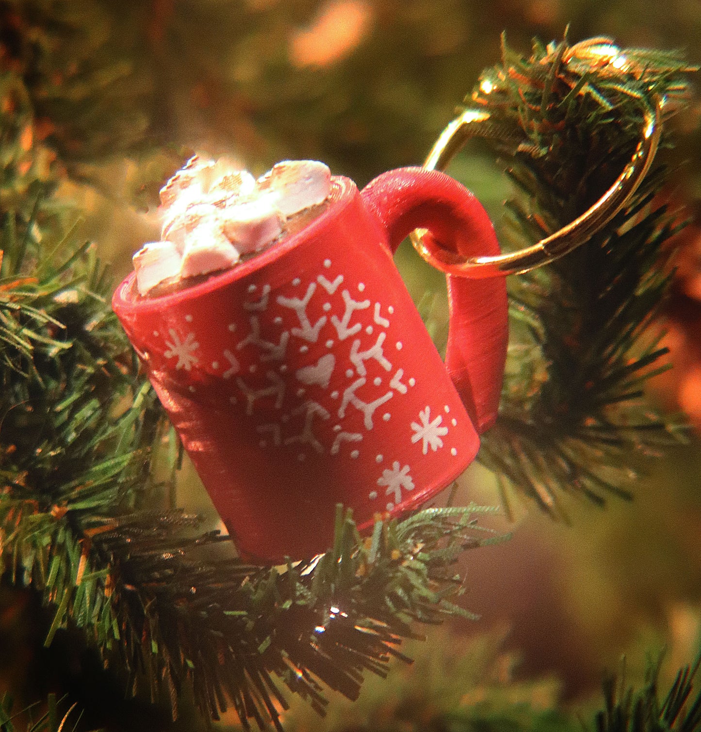 Handpainted Hot Cocoa Cup KeyChain or Ornament