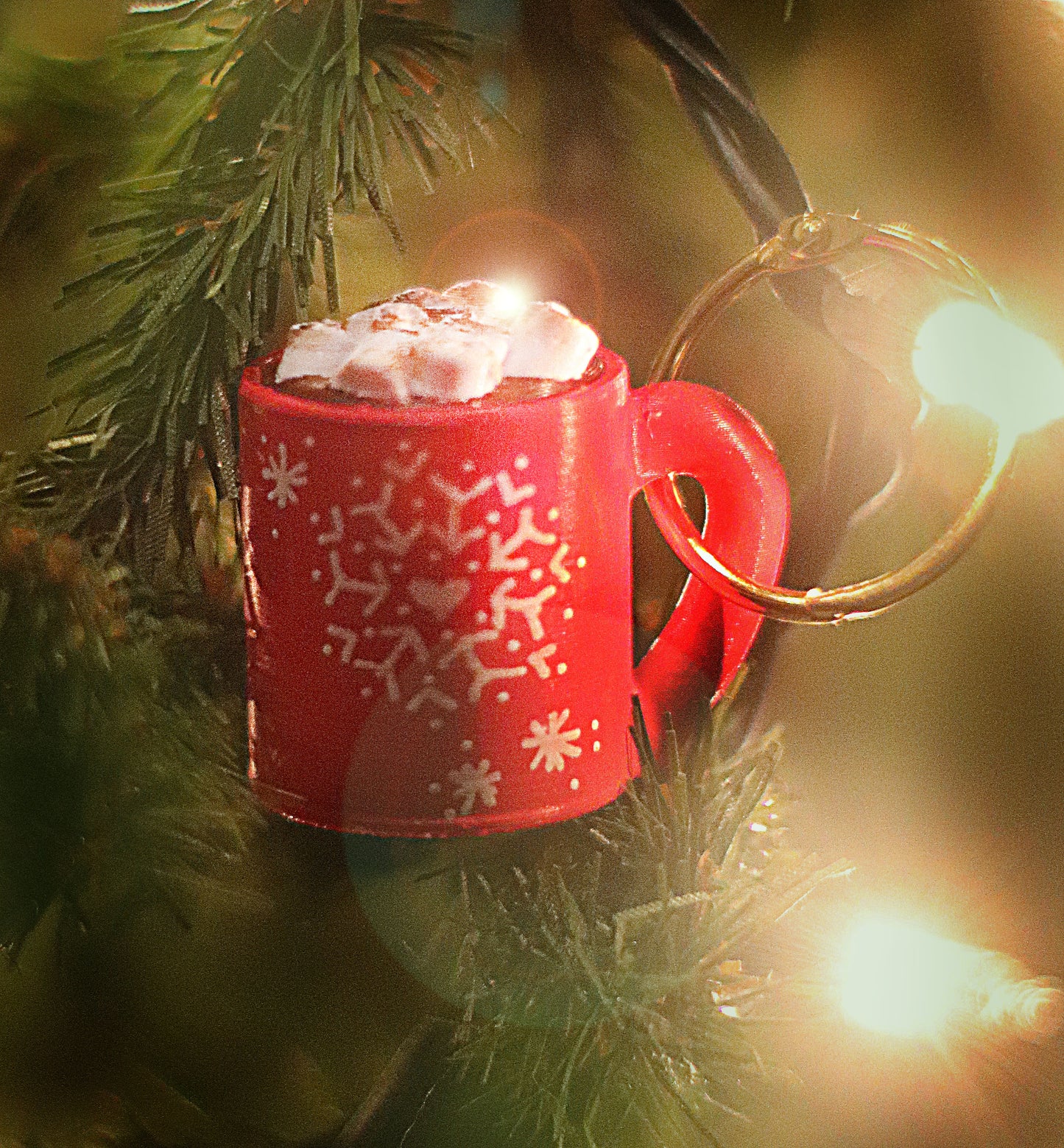 Handpainted Hot Cocoa Cup KeyChain or Ornament