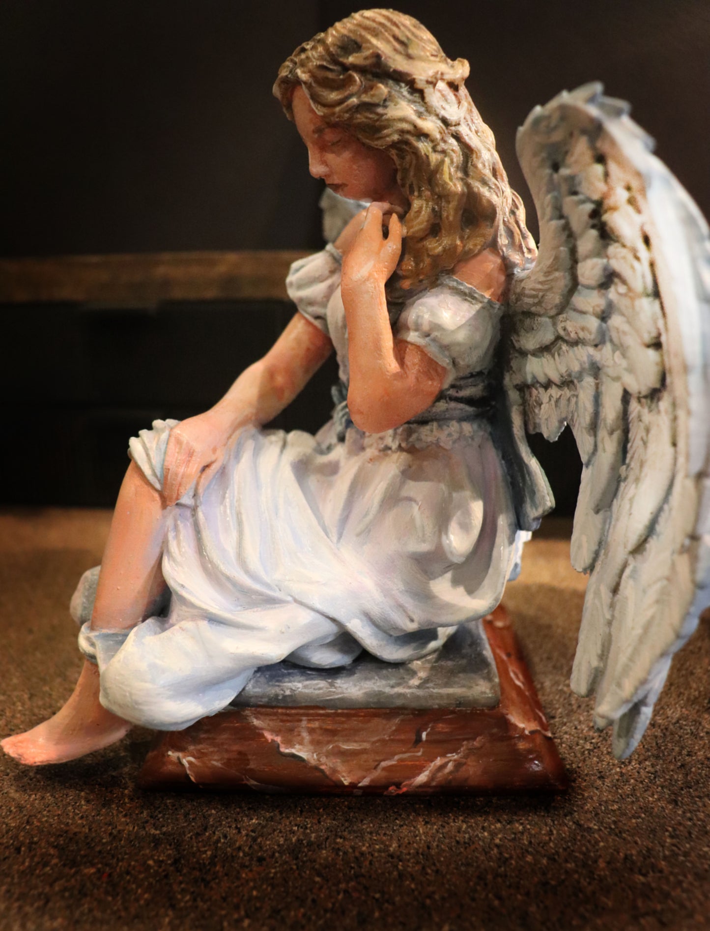 Teenage Angel on Wooden Maple Box with Secret Storage