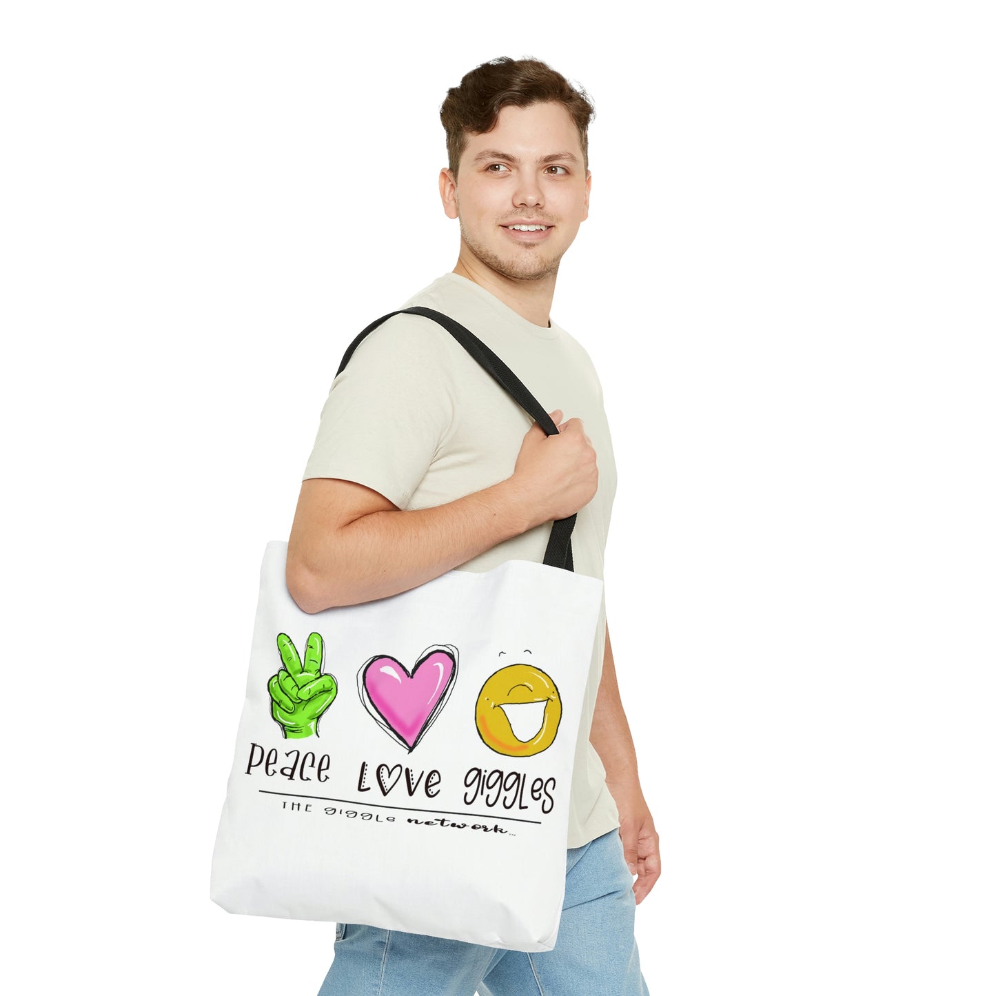 Peace, Love, Giggles Nicu Nurse Tote Bag (AOP) by the Giggle Network
