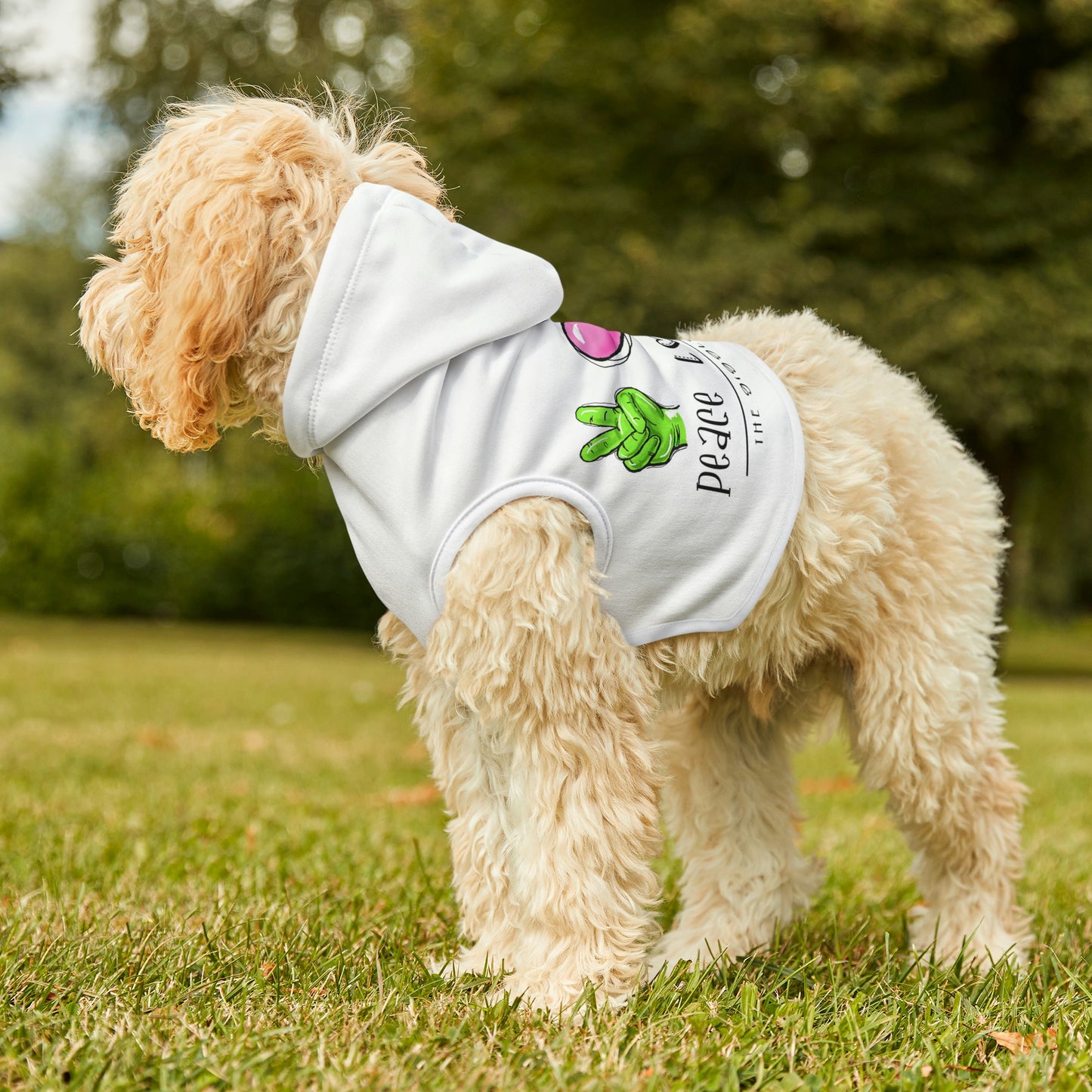 Peace Love and Giggles Dog Hoodie