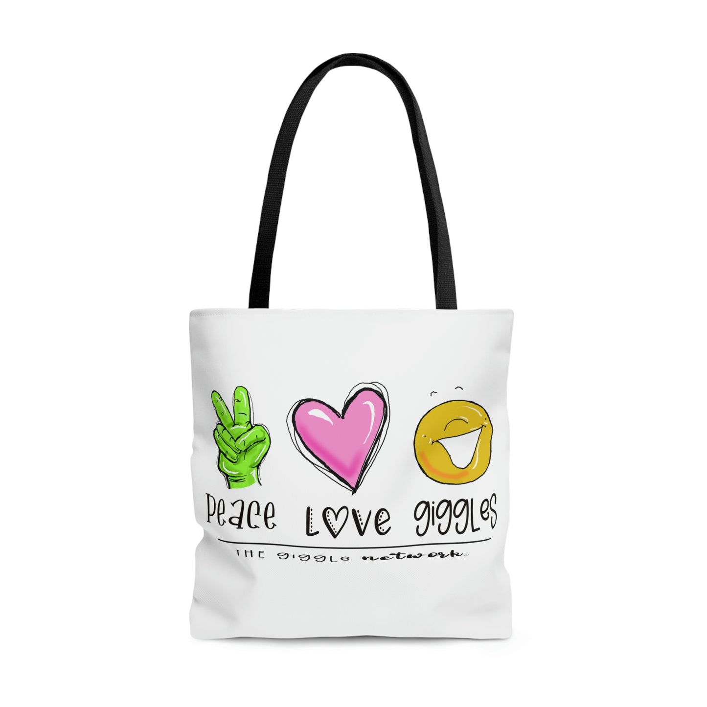 Peace, Love, Giggles Nicu Nurse Tote Bag (AOP) by the Giggle Network