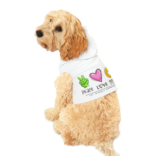 Peace Love and Giggles Dog Hoodie