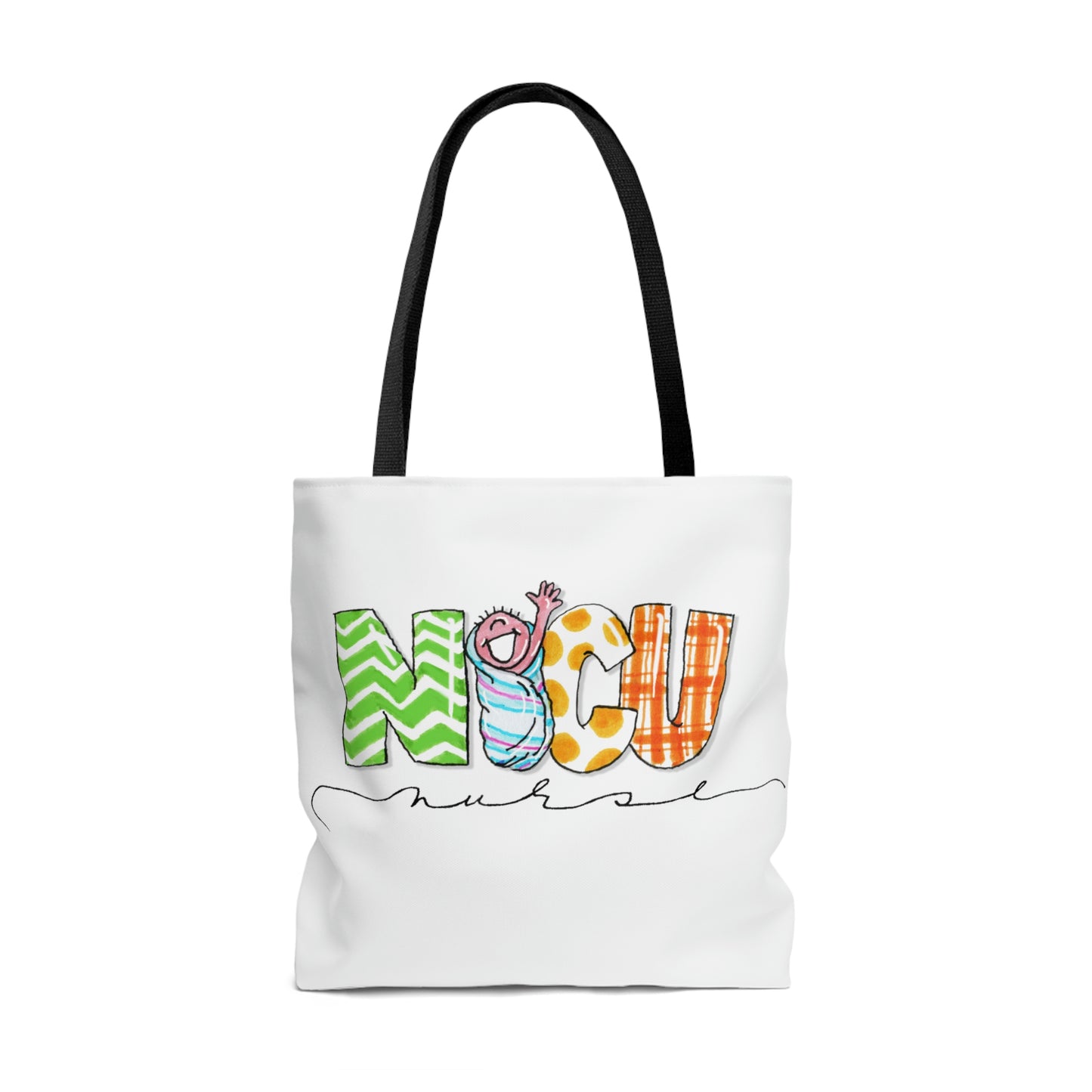 Peace, Love, Giggles Nicu Nurse Tote Bag (AOP) by the Giggle Network